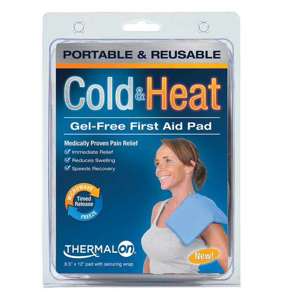 Thermalon Cold-Heat First Aid Pad. Gel-free pad provides cold therapy from the freezer and heat therapy from the microwave. Natural pain relief pad.